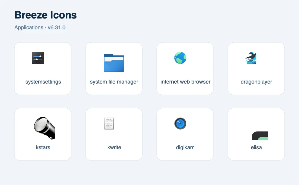 Breeze Icons 应用类图标样式预览