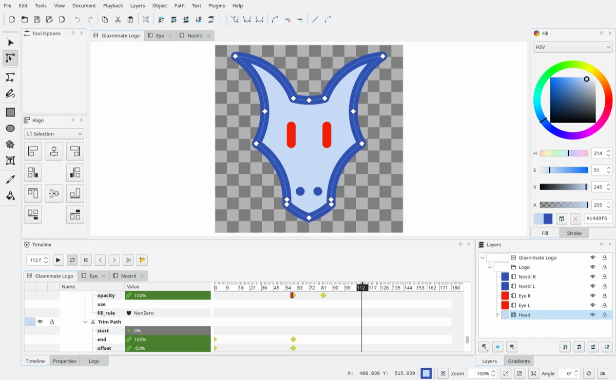 Glaxnimate 0.6.0 矢量动画编辑界面